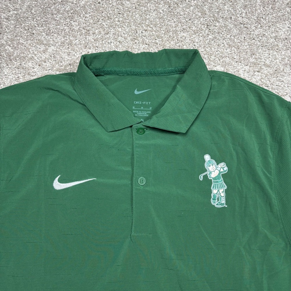 Nike Michigan State Spartans Golf Polo Mens Medium Green Dri-FIT FJ9554-342